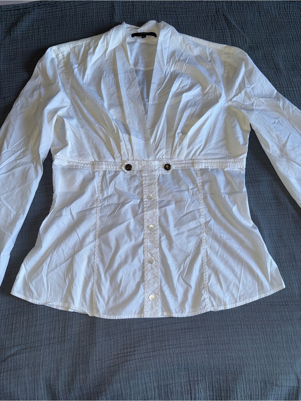 Gucci White Button-Front Long Sleeve Shirt